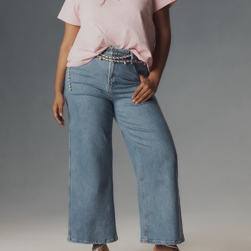 Good American Good Skate Soft-Tech High-Rise Crop Wide-Leg Jeans - Picture 5 of 8
